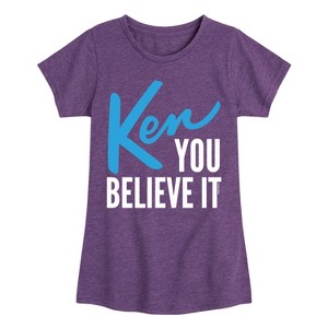 Girls' - Barbie - Ken You Believe It Fitted Short Sleeve Graphic T-Shirt - 1 of 4