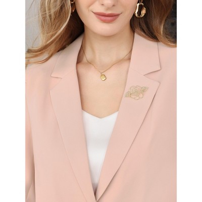 INSPIRE CHIC Women's Notch Lapel Long Sleeve with Brooch Business Work Blazer XX-Large Pink — фото 2