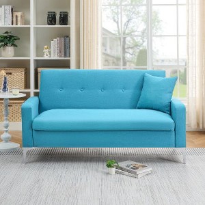Kumasinova 57" Linen Loveseat Sofa with Built-in Storage,2-Seater Couch with Solid Wood Frame,Sofa Couch for Small Spaces,Living Room,Apartment - 1 of 1