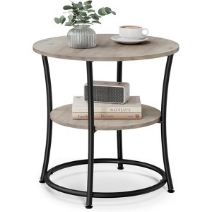 Side Table, 2-Tier Round End Table, Nightstand with Steel Frame for Small Spaces, Living Room, Bedroom - 1 of 4