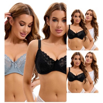 INSPIRE CHIC Women's 6 Pcs Lace Push-up Bra Set Underwire Support Full Coverage Lingerie Bralette