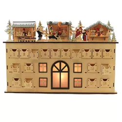 Christmas 11.25" Led 3 Cabin Scene Country Store Calender Christmas Village Roman, Inc  -  Decorative Holiday Scene Props