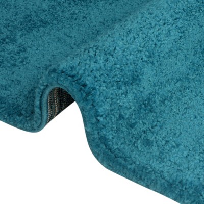Turquoise Rectangular Solid Shag Synthetic Area Rug