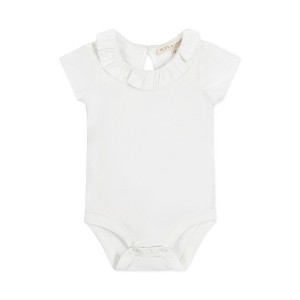 Hope & Henry Baby  Short Sleeve Ruffle Collar Bodysuit, Infant - 1 of 4