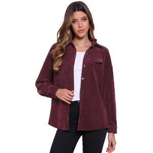 INSPIRE CHIC Women's Button Down Long Sleeve Pointed Collar Corduroy Shirts - 1 of 4