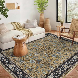 Area Rugs Floral Rug Non Slip Large Living Room Rug Washable Vintage Bohemian Soft Carpet for Bedroom Home Office - 1 of 4