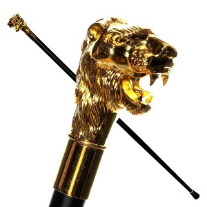 Underwraps Deluxe Metal Golden Lion's Head Cane Adult Costume Accessory - 1 of 4