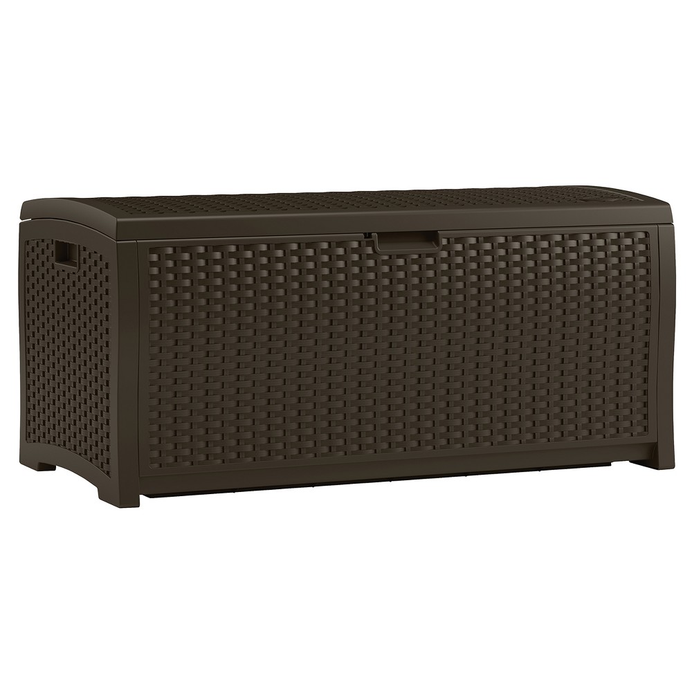 UPC 044365018775 product image for Resin Wicker Deck Box 73 Gallon - Brown - Suncast: Weather-Resistant Outdoor Ben | upcitemdb.com