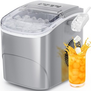 R.W.FLAME Ice Makers Countertop with Handle,26.5Lbs/24H,9 Cubes in 6 Mins,2 Sizes of Bullet Ice,Portable Ice Maker Machine with Self-Cleaning,grey - 1 of 4