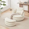 Corduroy Fabric Modern Swivel Chair with Storage Ottoman, Backrest Pillow and High-Density Foam Cushions - 3 of 4