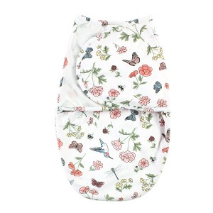 Hudson Baby Infant Girl Plush Faux Fur Swaddle Wrap, Hummingbird Garden, 0-3 Months - 1 of 2
