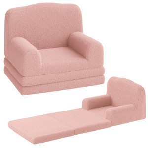 Kids Couch, 2 in 1 Comfy Toddler Couch Fold Out, Convertible Sofa to Lounger Foam Kids Chair - 1 of 4