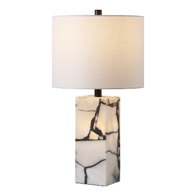 JONATHAN Y Elizabeth Contemporary Coastal Alabaster LED Table Lamp with Body Night Light