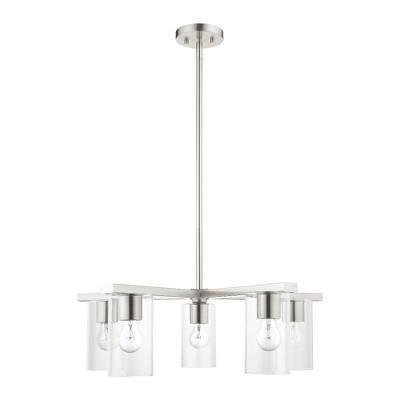 Zurich 26" Brushed Nickel and Crystal 5-Light Chandelier