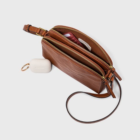 Nine West Brown Crossbody Bag Purse Small Adjustable Strap Inside Zipper  Pocket