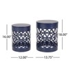 VisioGear Patio End Tables, 2-pcs Patio End Tables, Indoor Outdoor Nesting End Carved Trellis Design Side Table, Blue, 13.75"*13.75"*18" - 2 of 4