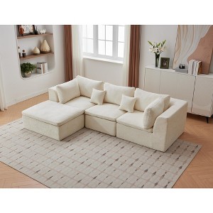 140" Cloud Sectional Couches, Convertible l-Shape Boneless Couch with Ottoman, 5 Seater Modular Sectional Sofa - 1 of 4