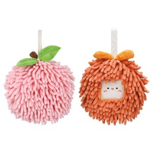 REGALWOVEN 2 Pcs Comfortable Soft Absorbent Chenille Ball Fuzzy Hand Towels - 1 of 4