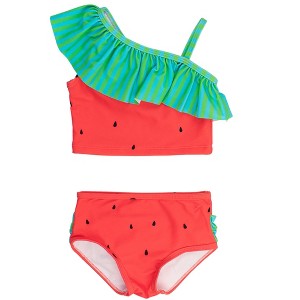 RuffleButts Girls One Shoulder Ruffle Tankini - 1 of 4