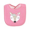 Hudson Baby Infant Girl Cotton Terry Drooler Bibs with Fiber Filling, Pink Girl Woodland, One Size - 3 of 4
