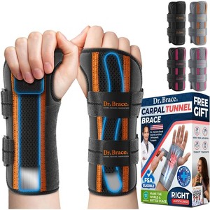 DR. BRACE Adjustable Wrist Brace Night Support for Carpal Tunnel, Double Splint & Therapeutic Cushion, Hand Brace For Pain Relief, Injuries, Sprains - 1 of 4