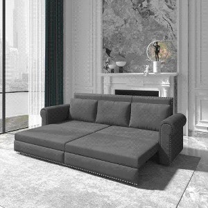NicBex Couches for Living Room 93.7" Pull-Out Sofa Bed Velvet Convertible Sleeper Sofa Bed with Side Storage for Apartment - 1 of 4