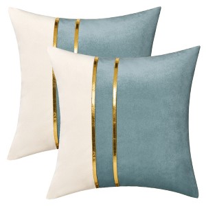 REGALWOVEN Velvet Soft Decorative Square Patchwork Throw Pillow Covers  2 Pcs - 1 of 4