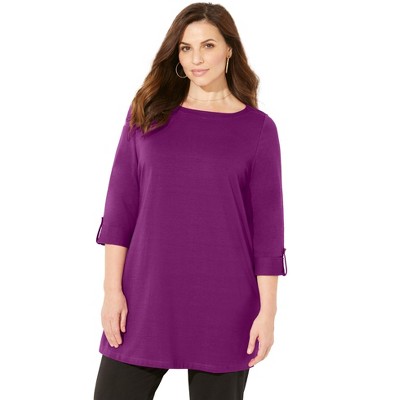 Catherines Women's Plus Size Petite Suprema Boatneck Tunic Top
