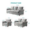 Linen Fabric 1+2+3 Seat Sofa Set with Storage, Round Arm, Brown Solid Wood Legs - 4 of 4