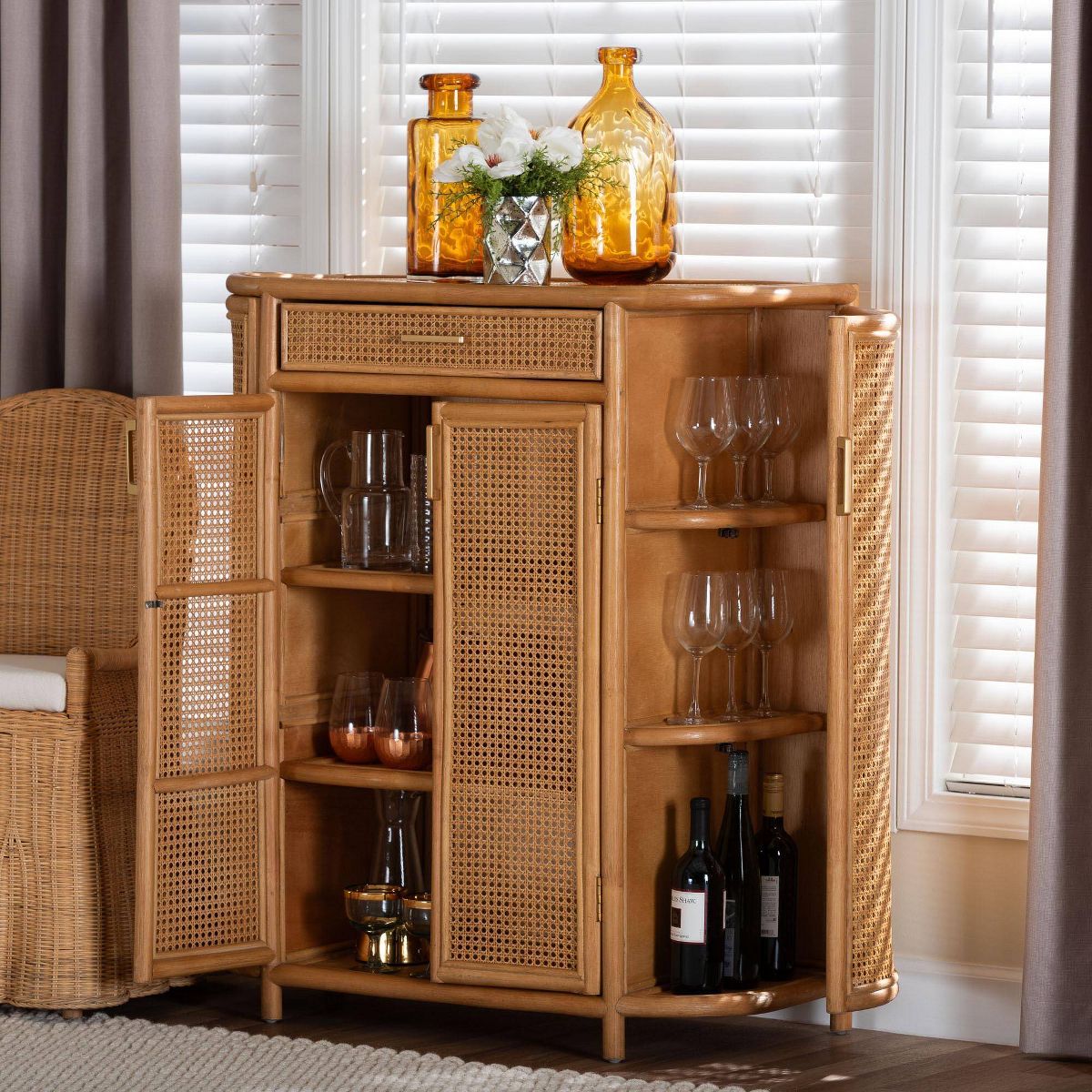bali & pari Mckenna Natural Rattan Storage Cabinet Light Honey/Gold - thumbnail 9