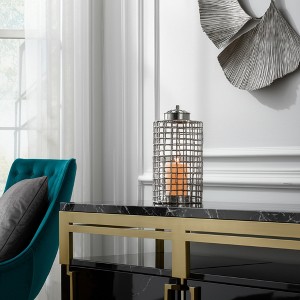 Aluminum Decorative Jar with Lid - Modern Glam Metal Accent for Home & Office - Openwork Cage Design -Tabletop or Shelf Decor - Silver - 1 of 4