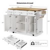 54" Embossed Texture Rolling Large Kitchen Island on 4 Wheels, with Storage, 4 Doors & 3 Drawers, for Kitchen, Dining Room - 2 of 4