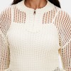 Knit & Lounge Women’s Textured Open-Knit Long Sleeve Pullover Lightweight Top With Zipper Neckline - 2 of 4