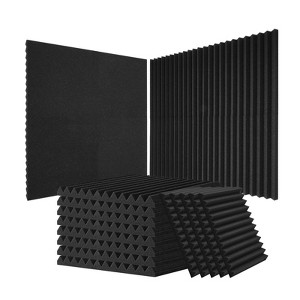 VEVOR Acoustic Foam Panels,52 Pack 12 x 12 x 1 inches, High Density Soundproof Wall Panels,Fire-Resistant Acoustic Panels,Sound Absorbing Panels,Black - 1 of 4