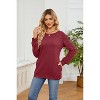 Coolmee Women's Sweatshirts Crewneck Long Sleeve Loose Fit Tops Color Block Ribbed Trim Fashion - 4 of 4