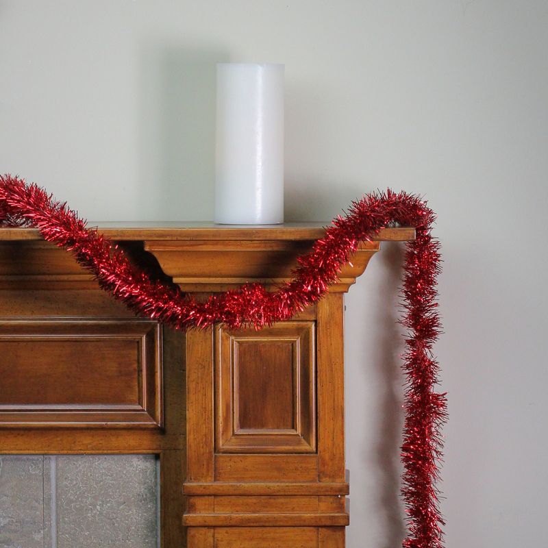 Northlight 12' x 2.5" Unlit Red Tinsel Christmas Garland, 4 of 5