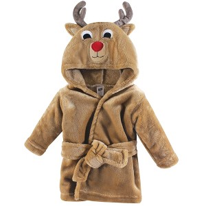 Hudson Baby Infant Boy Plush Animal Bathrobe, Boy Reindeer, 0-9 Months - 1 of 1