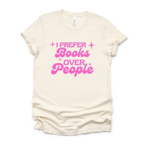 I Prefer Books Over People Stars - Women's Short Sleeve Graphic T-Shirt - 1 of 4
