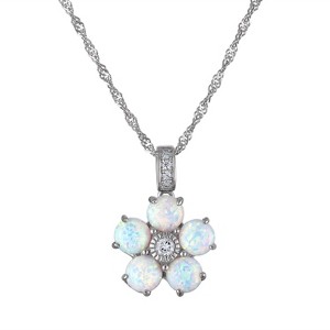 Designs By Gioelli Sterling Silver Created Opal And White Sapphire Necklace - 1 of 2