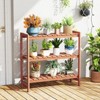 Tangkula 3-Tier Solid Wood Plant Stand w/Slatted Shelves Take Oil Finish Indoor Outdoor - 2 of 4