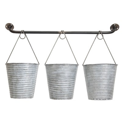 White Metal Wall Planter with 3 Pots - Foreside Home & Garden