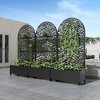 Wooakway 72"H Arch Metal Planter Box with Trellis Raised Garden Bed with Arbor Privacy Screen with Wheels - 2 of 4