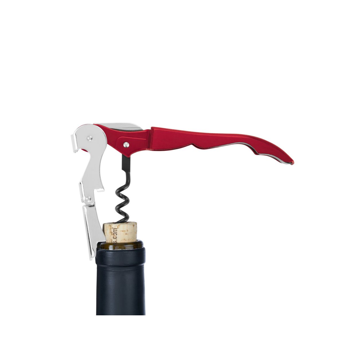 True Truetap Double Hinged Corkscrew Wine Opener, Stainless Steel Wine Key, Built-in Bottle Opener & Foil Cutter, Home Bar Gifts, Travel, Metallic Red - thumbnail 6