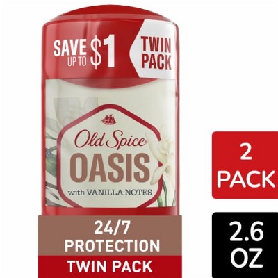 Old Spice Men's Antiperspirant & Deodorant Oasis with Vanilla, 2.6oz, Twin Pack