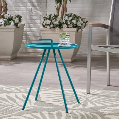 Maggift Patio End Table, Waterproof Portable Patio Small Side Table for Garden, Balcony, Courtyard, Poolside, Patio, Blue, 20"*20"*21.75"
