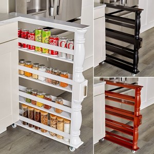 The Lakeside Collection Wooden Can Organizer & Spice Rack - Slim Rolling Kitchen Cart - 1 of 4