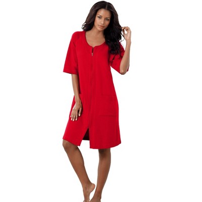 Dreams & Co. Short French Terry Zip-Front Robe