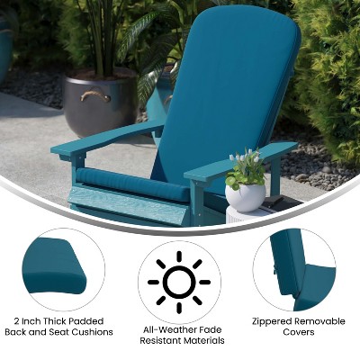 Teal High-Back Adirondack Chair Cushions for Indoor/Outdoor Use