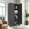GlasFlength Decorative Storage Cabinets 61'' 2 Shapely Doors Cabinet, Metal Storage Cabinet with Doors and Shelves, Black, 5.51"*16.93"*61.81" - 2 of 4