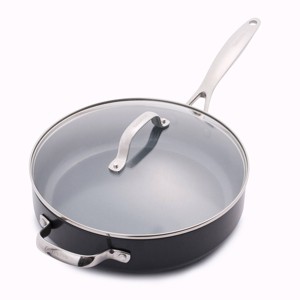GreenPan Valencia Pro 4.5qt Ceramic Saute Pan with Helper Handle & Lid Black - 1 of 4